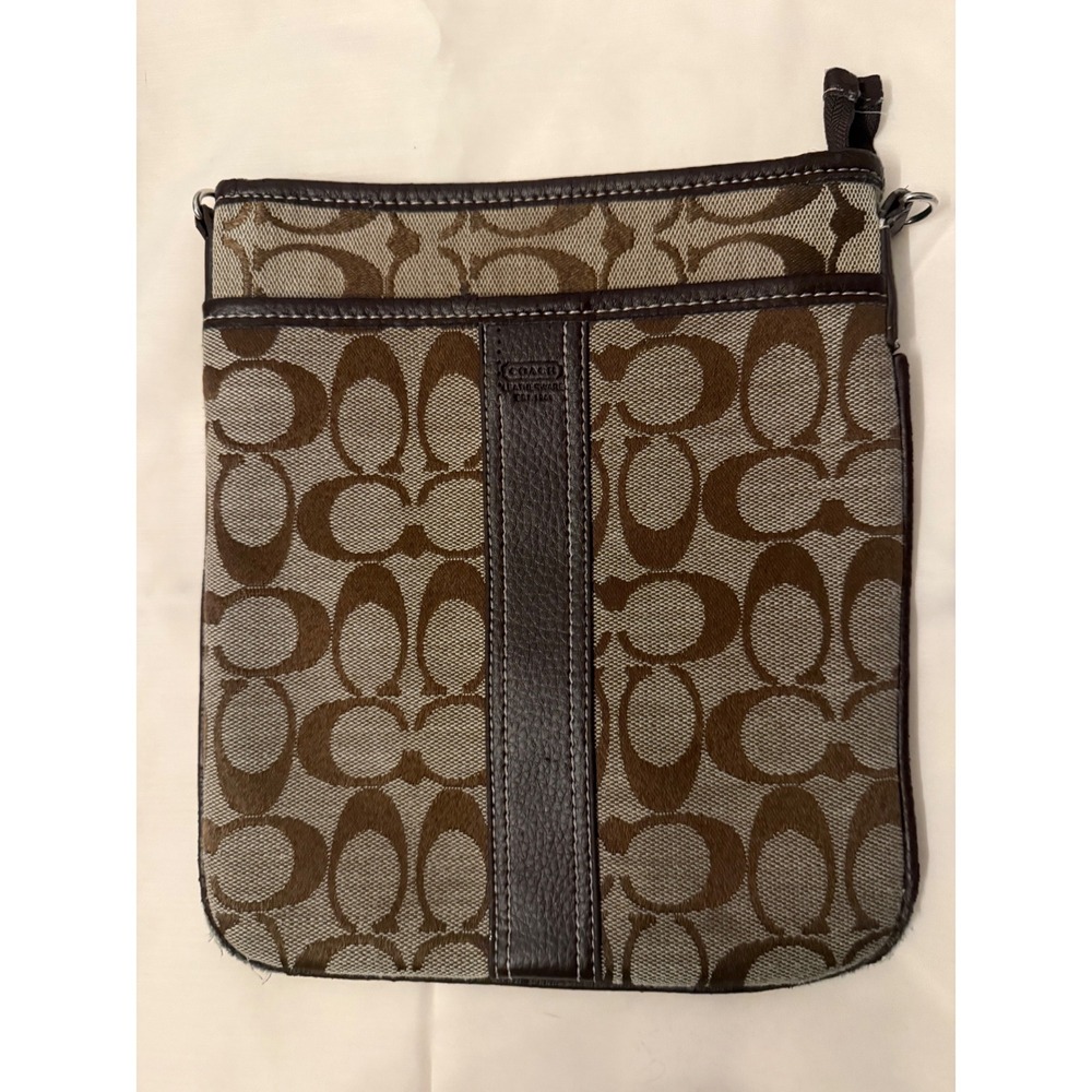 Coach Signature C Swingpack Crossbody Bag Khaki Brown Y2K Missing Strap